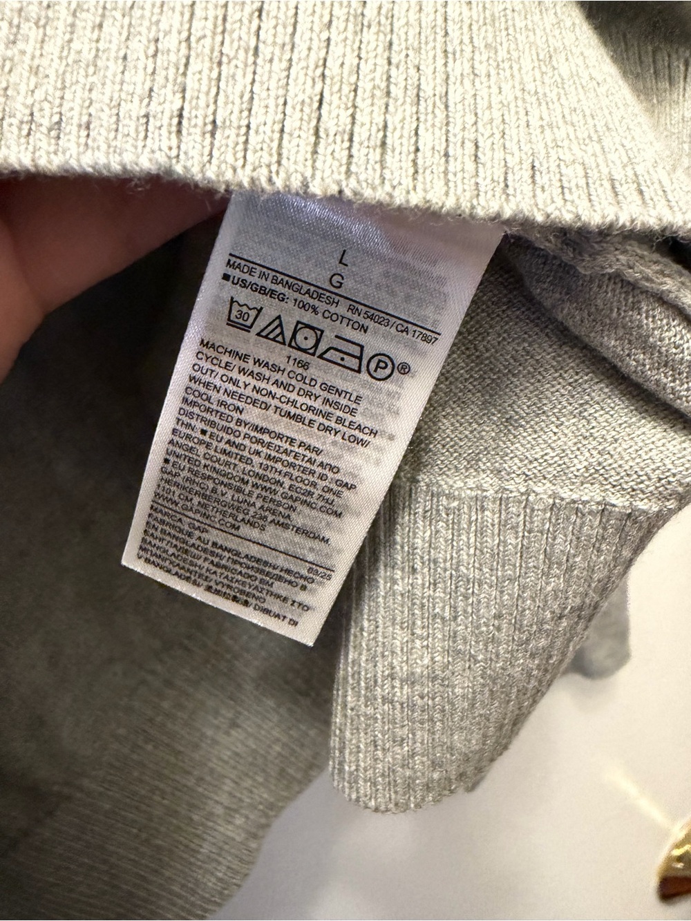 Gap Gray 100% Cotton Lightweight Crewneck Knit Sweater Women's Large - Picture 6 of 6
